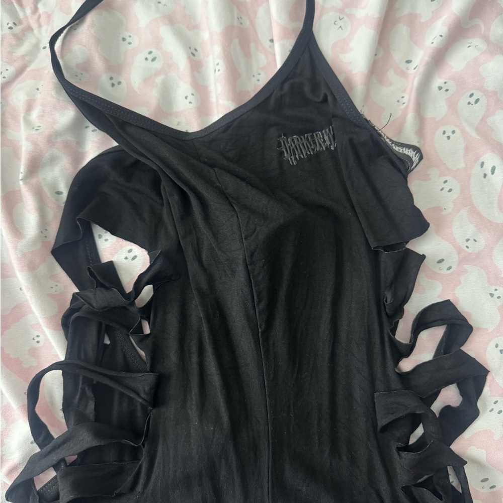 Dark Wave Edgy Black Cutout Top